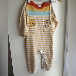 Disney Baby Cotton Striped Yellow White Kids One Piece 18 - 24 Month Jumpsuit